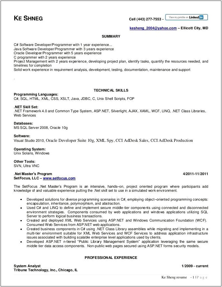 1 Year Experience Web Developer Resume Download