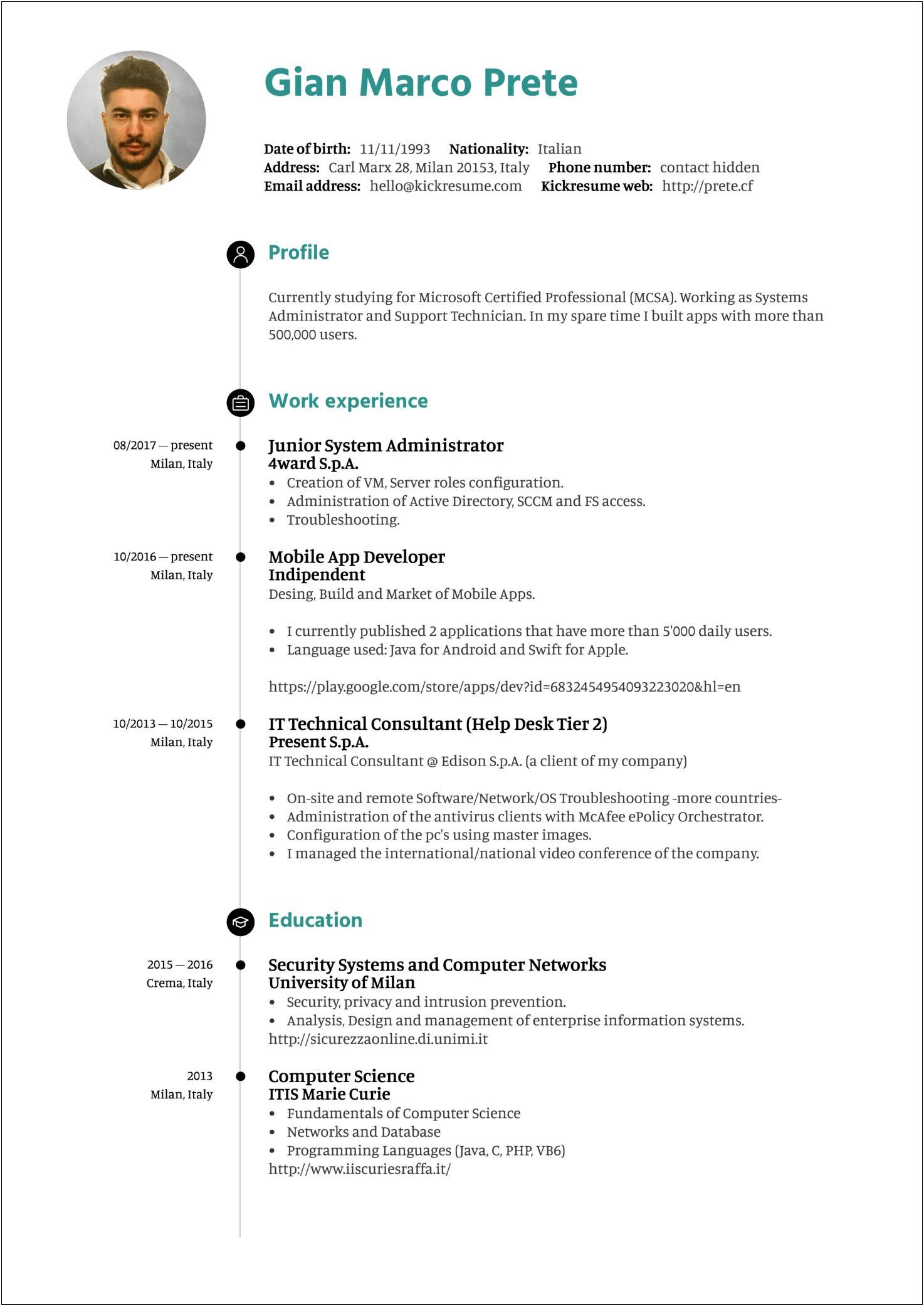 10 Plus Years Resume Sample For System Administrator