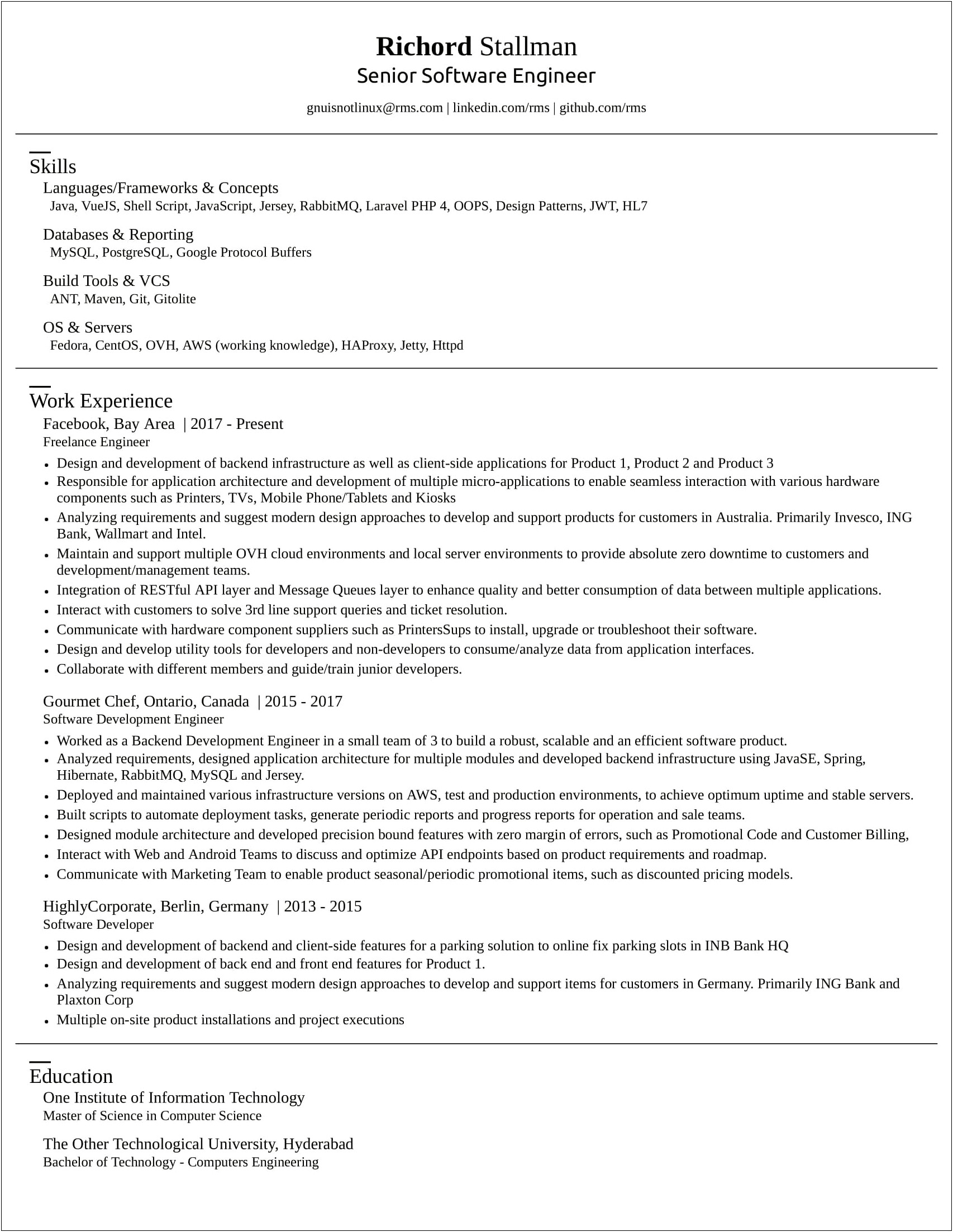 11 Years Experience Engineering 2 Page Resume