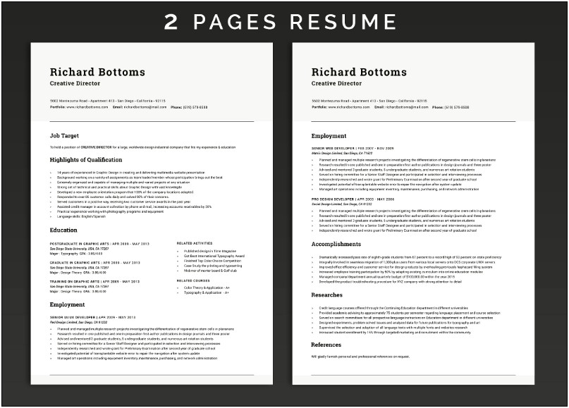 2 Page Functional Resume Sample