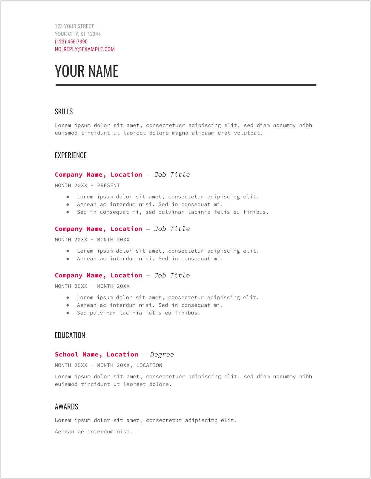2 Page Resume Format Example