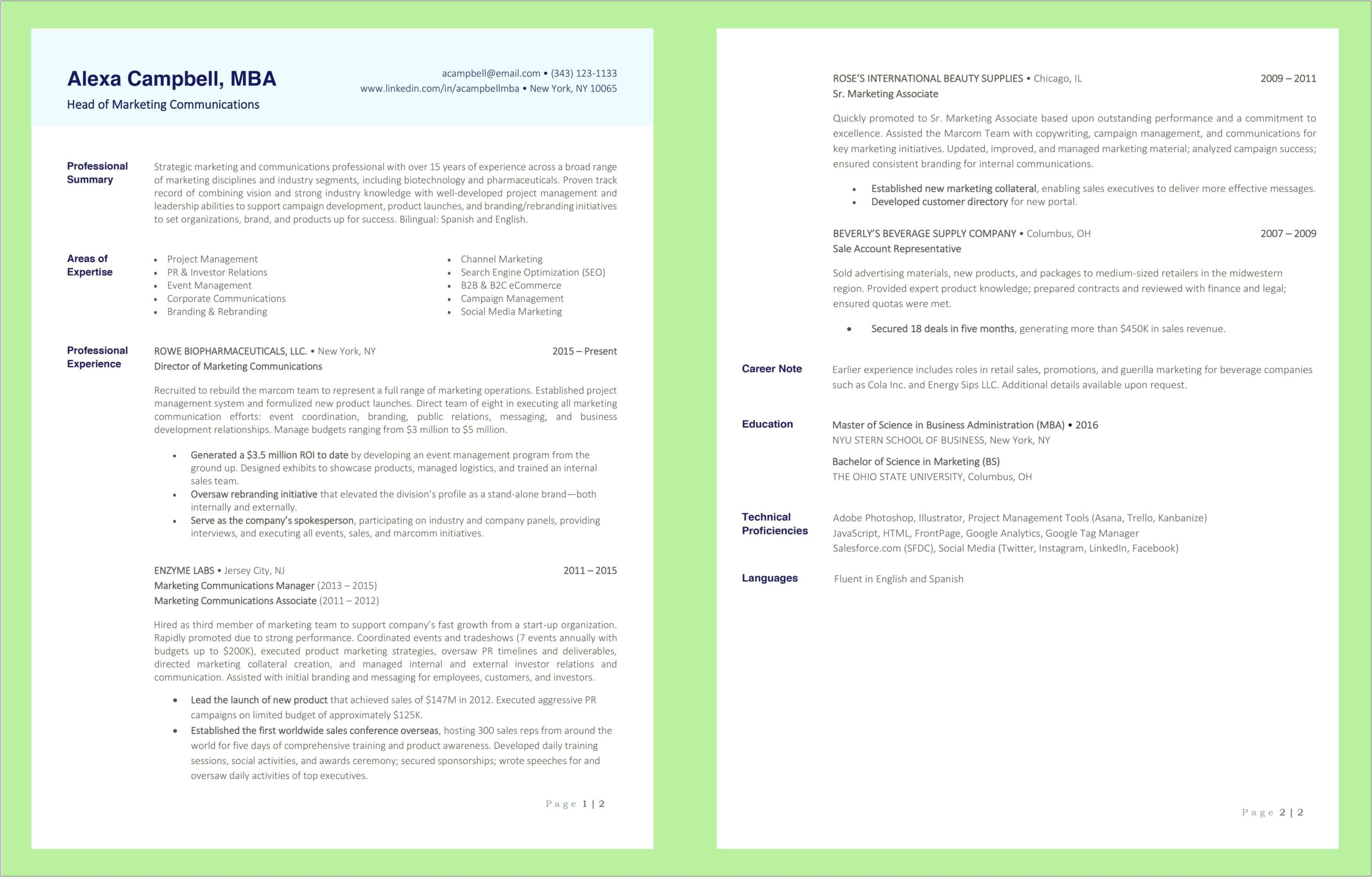2 Page Resume Staple For Job Fair