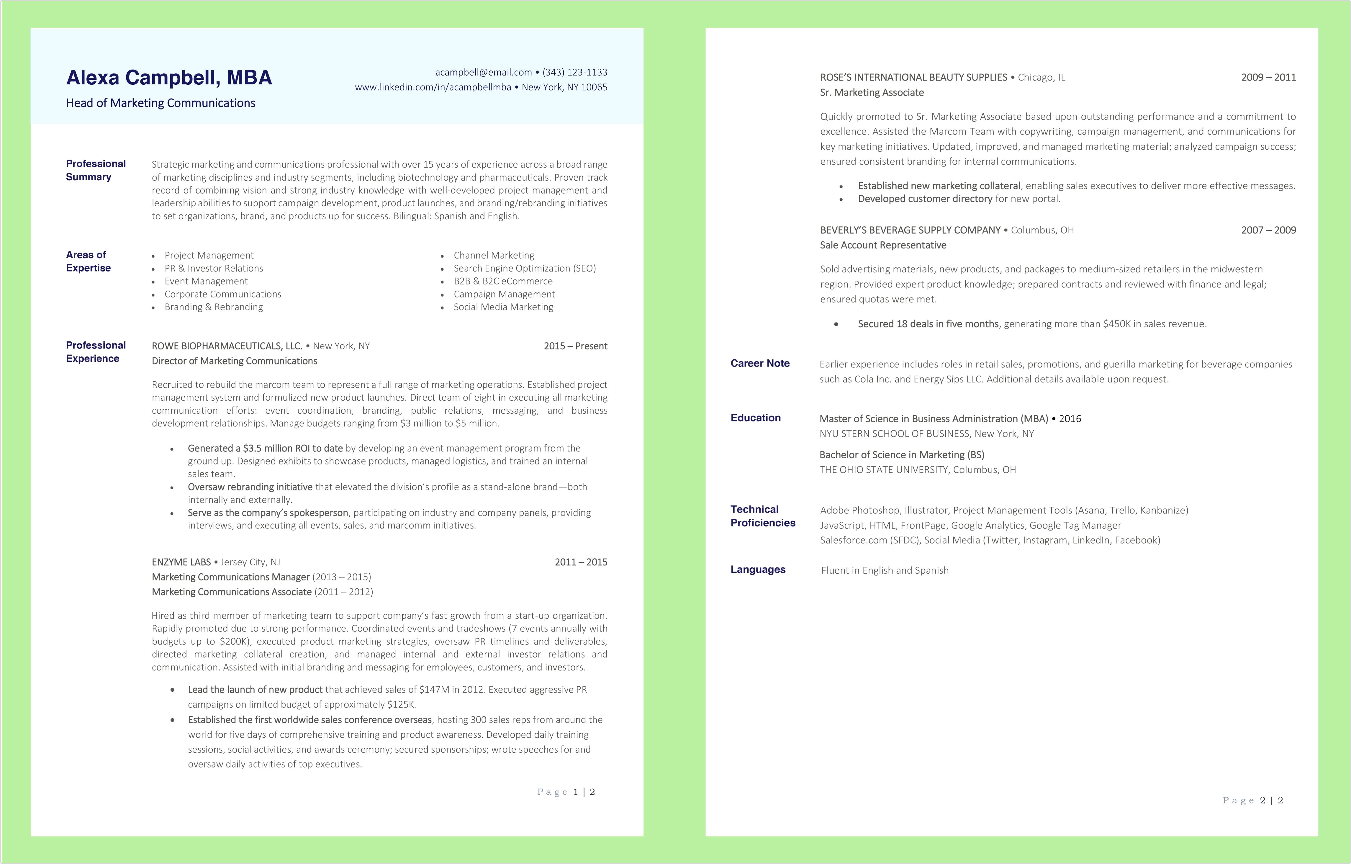 2 Page Resume Staple For Job Fair