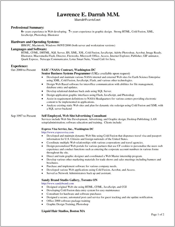 2 Years Experience Resume Format In Net