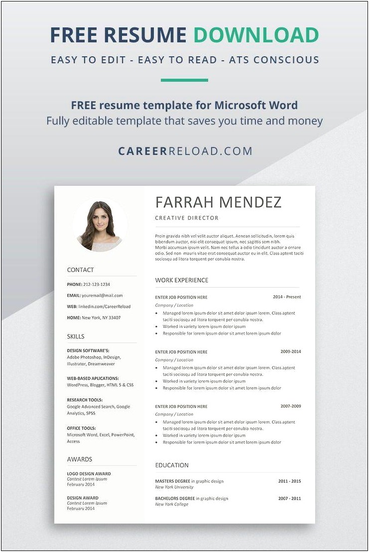 2007 Word Resume Templates Fre