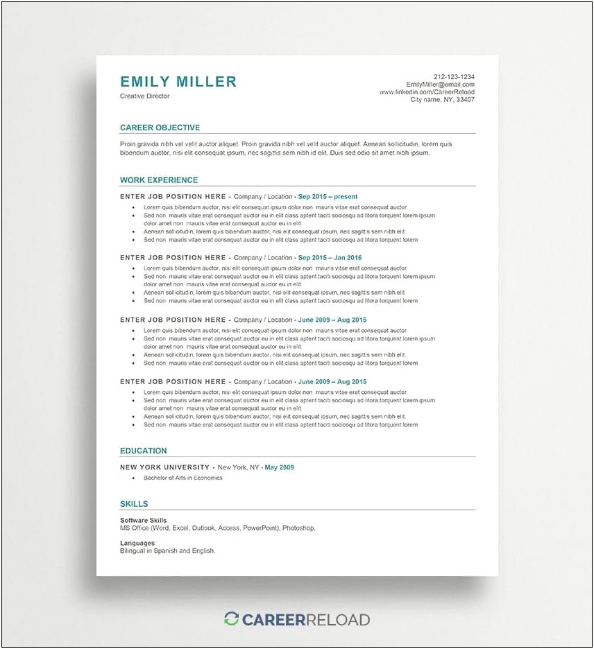 2018 Free Ats Friendly Resume Template