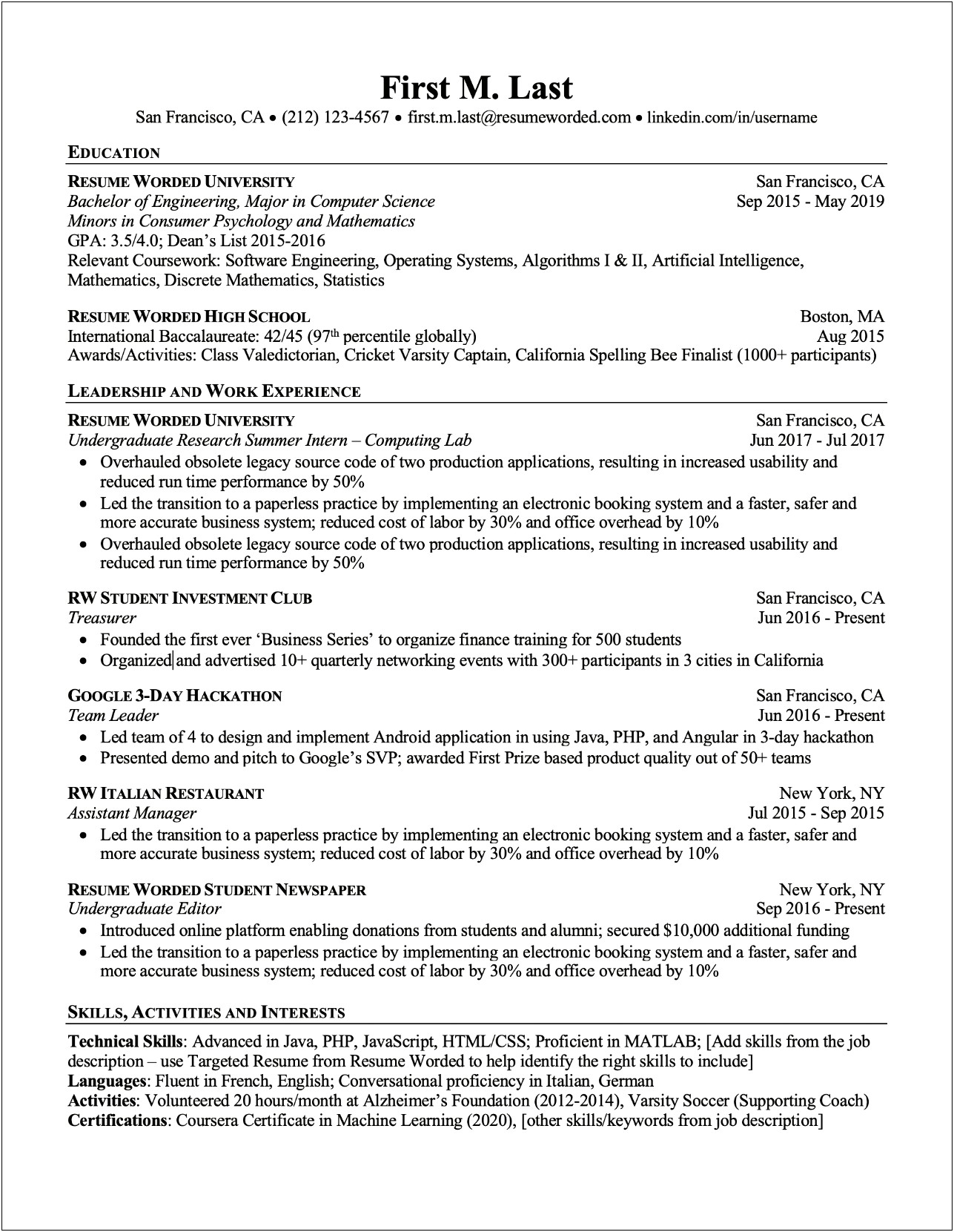 2018 Resume Examples To Beat Ats