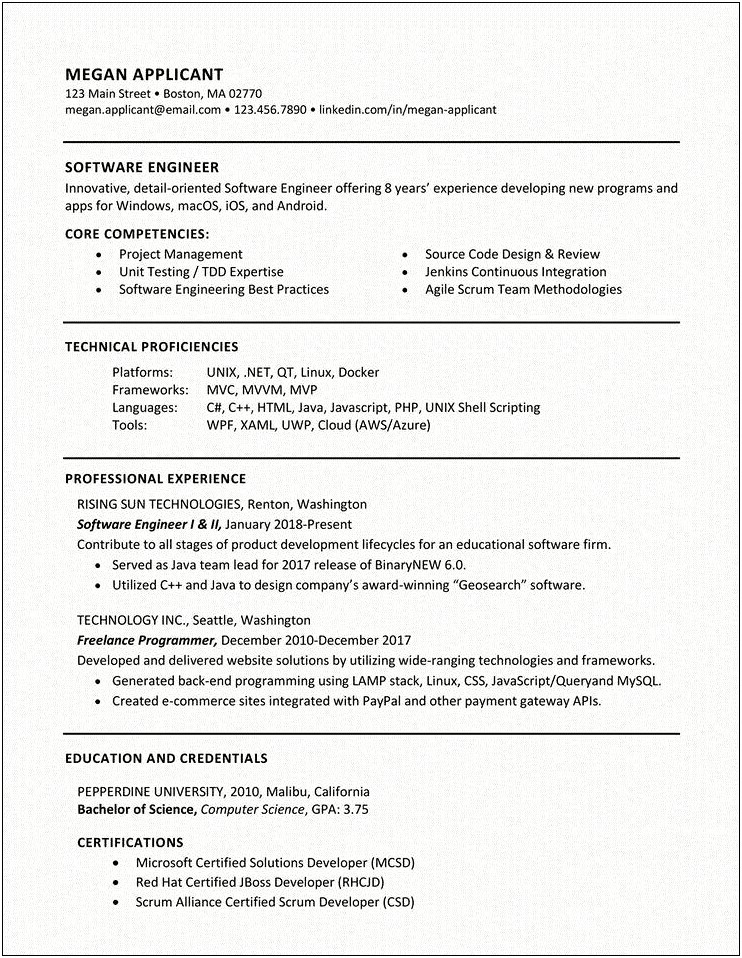 2018 Resume Examples With Skills