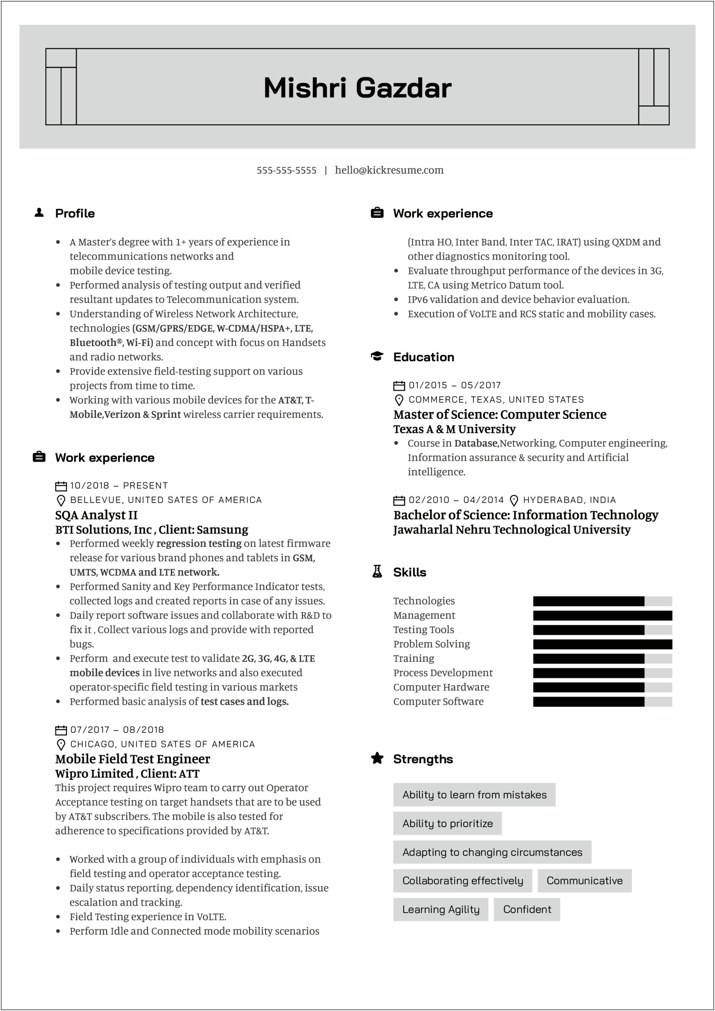 2018 Sample Resume Computer Science