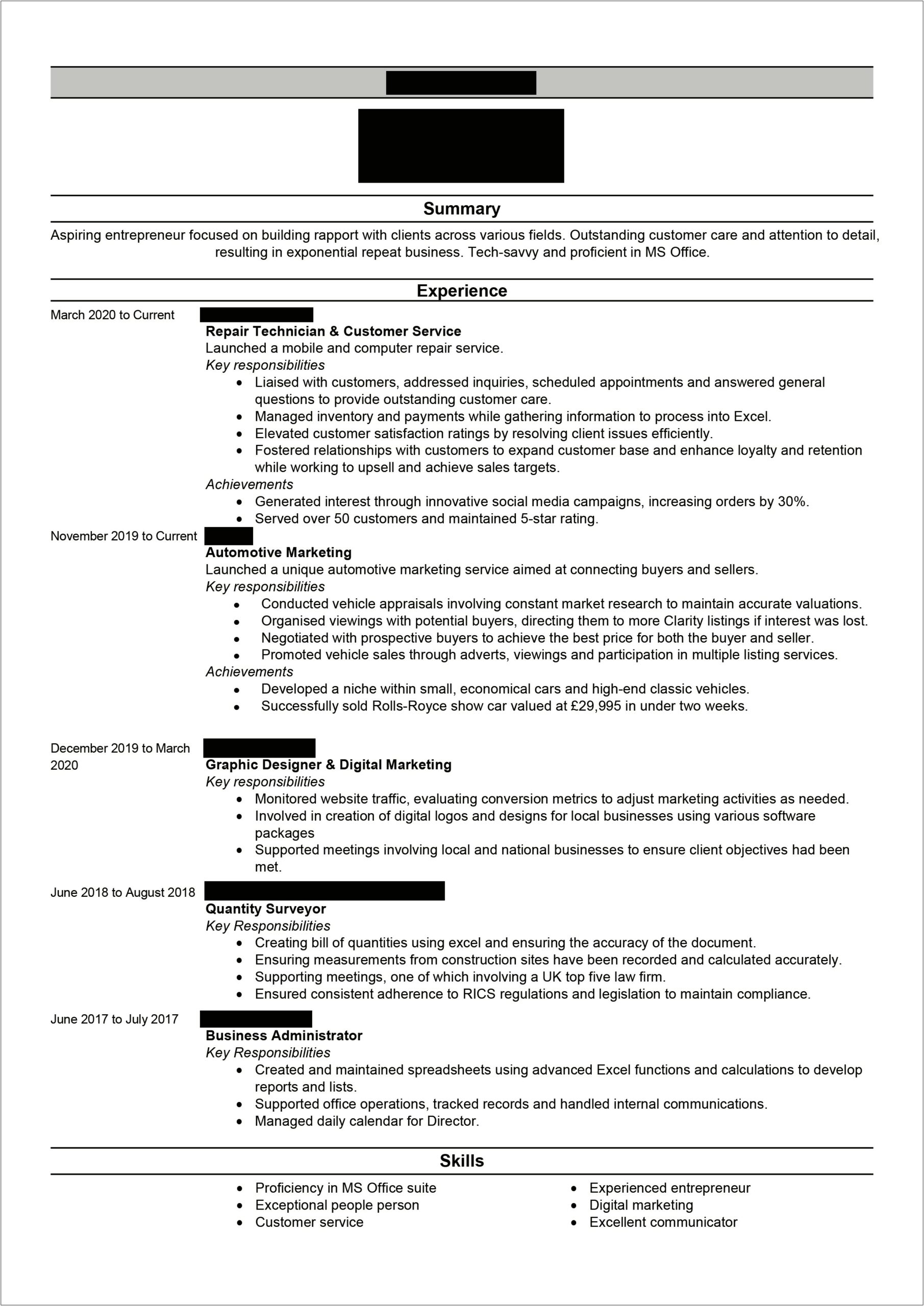 2019 Real Estate Resume Objective