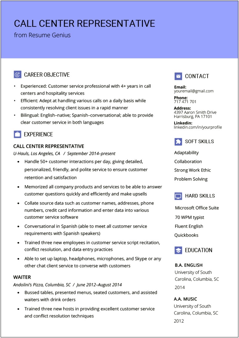 2019 Resume Templates For Customer Service