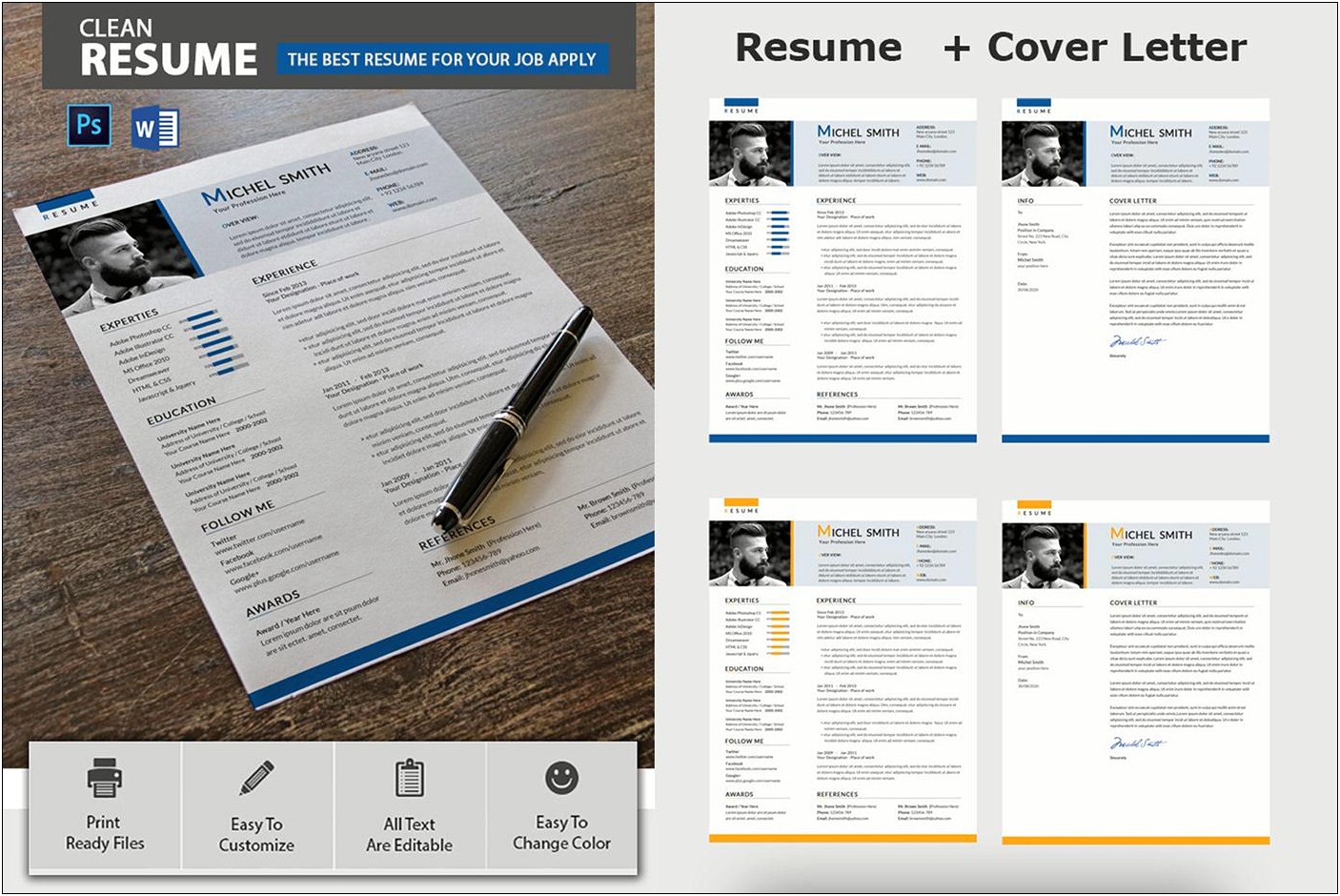 3 Piece Resume Cv Cover Letter Download