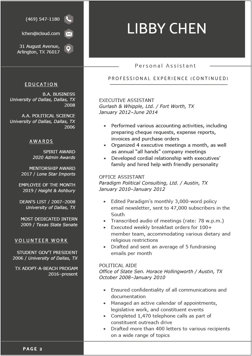 4 Years Experience 2 Page Resume