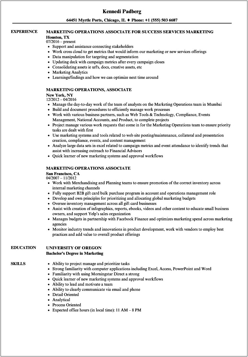 4 Years Experience Resume In Marketing