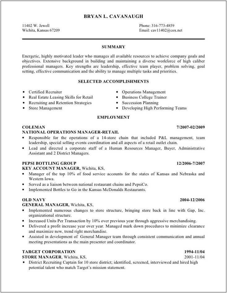 7 11 Store Manager Resume