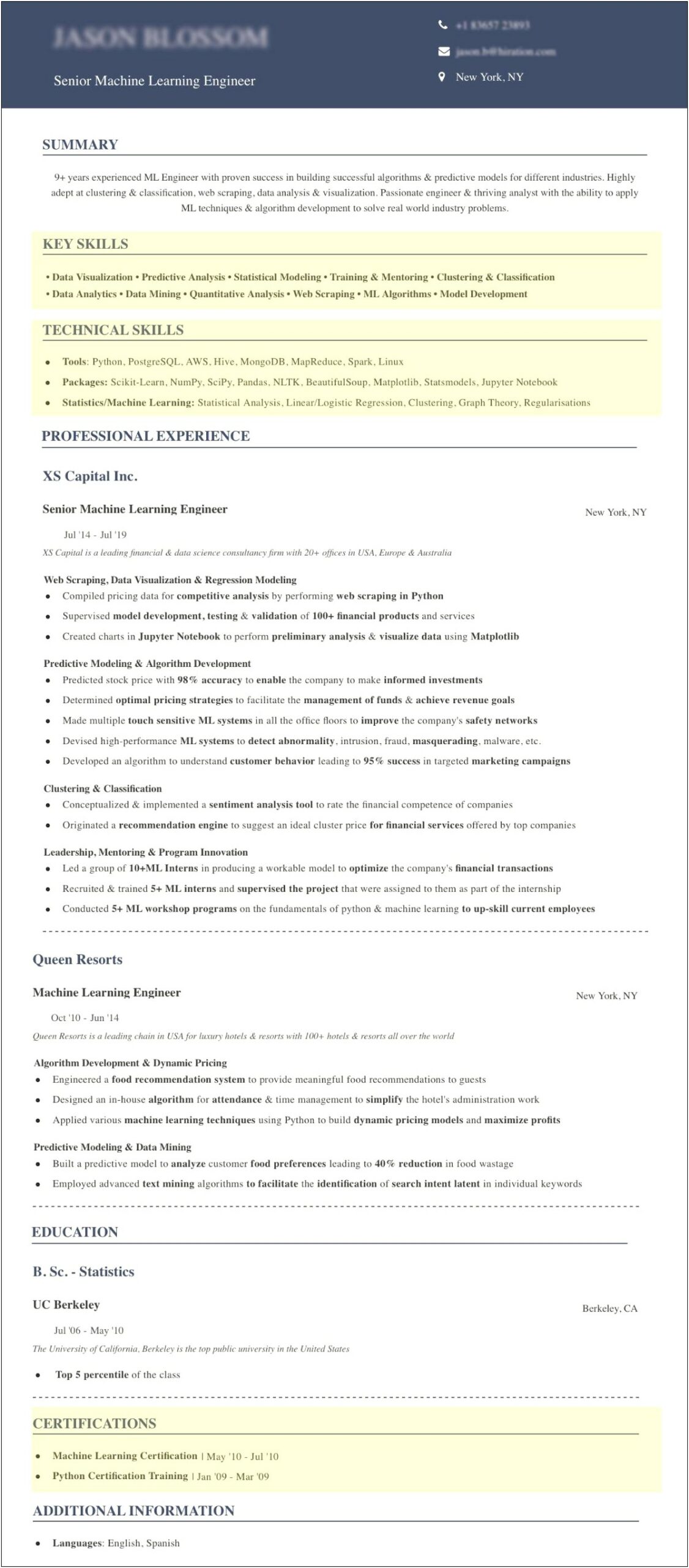9 Years Work Experience 2 Page Resume
