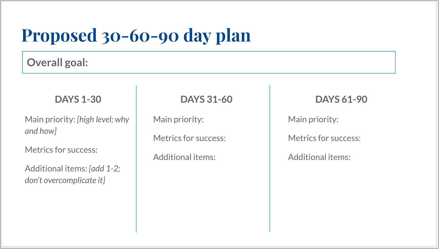 90 Day Action Plan Sample Resume