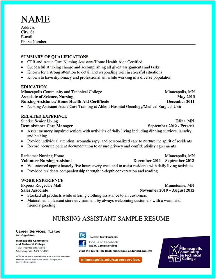 A Certified Nurses Assistant Resume Objective