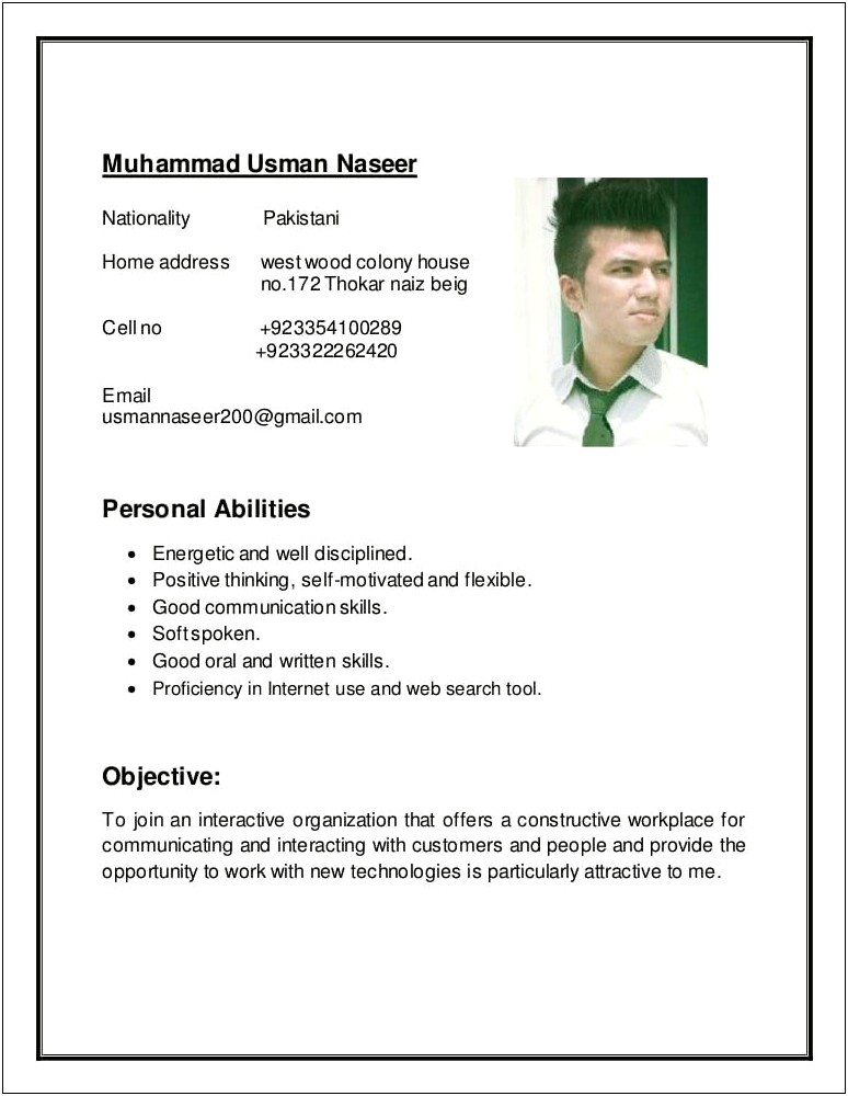 A Good Resume For It Student