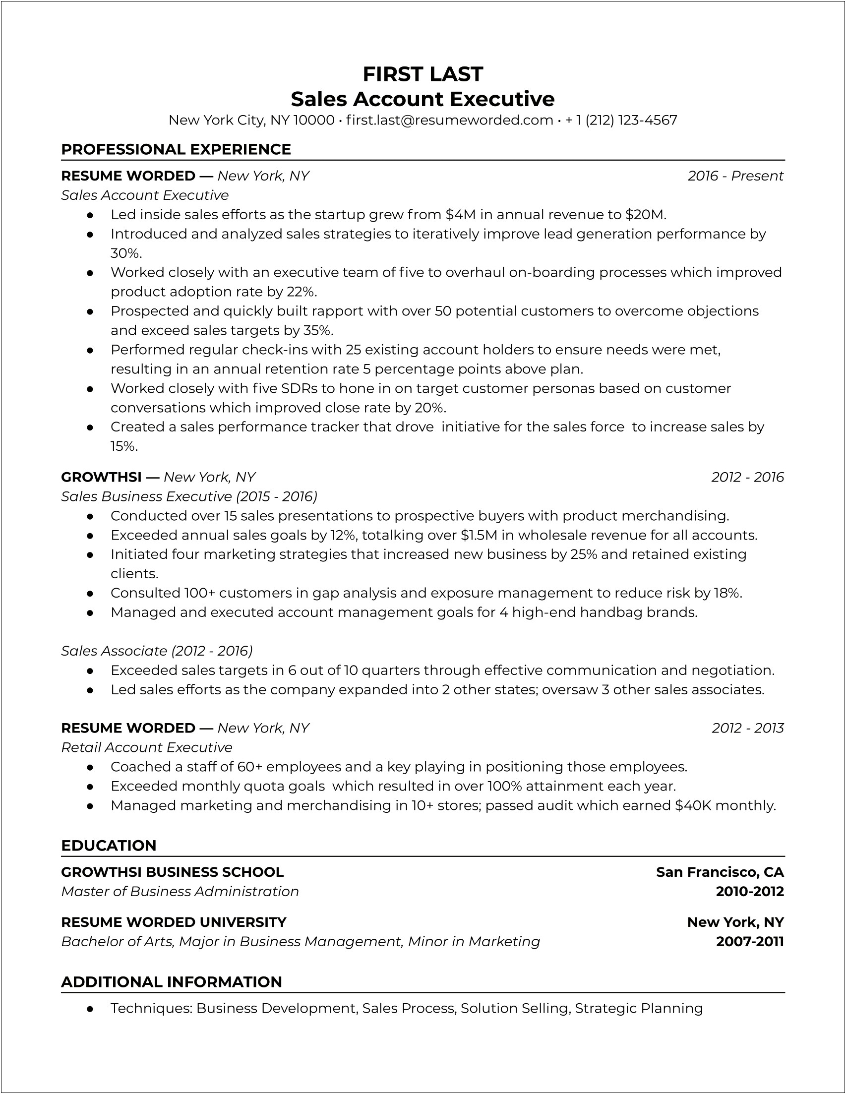 A Good Sales Manager Resume