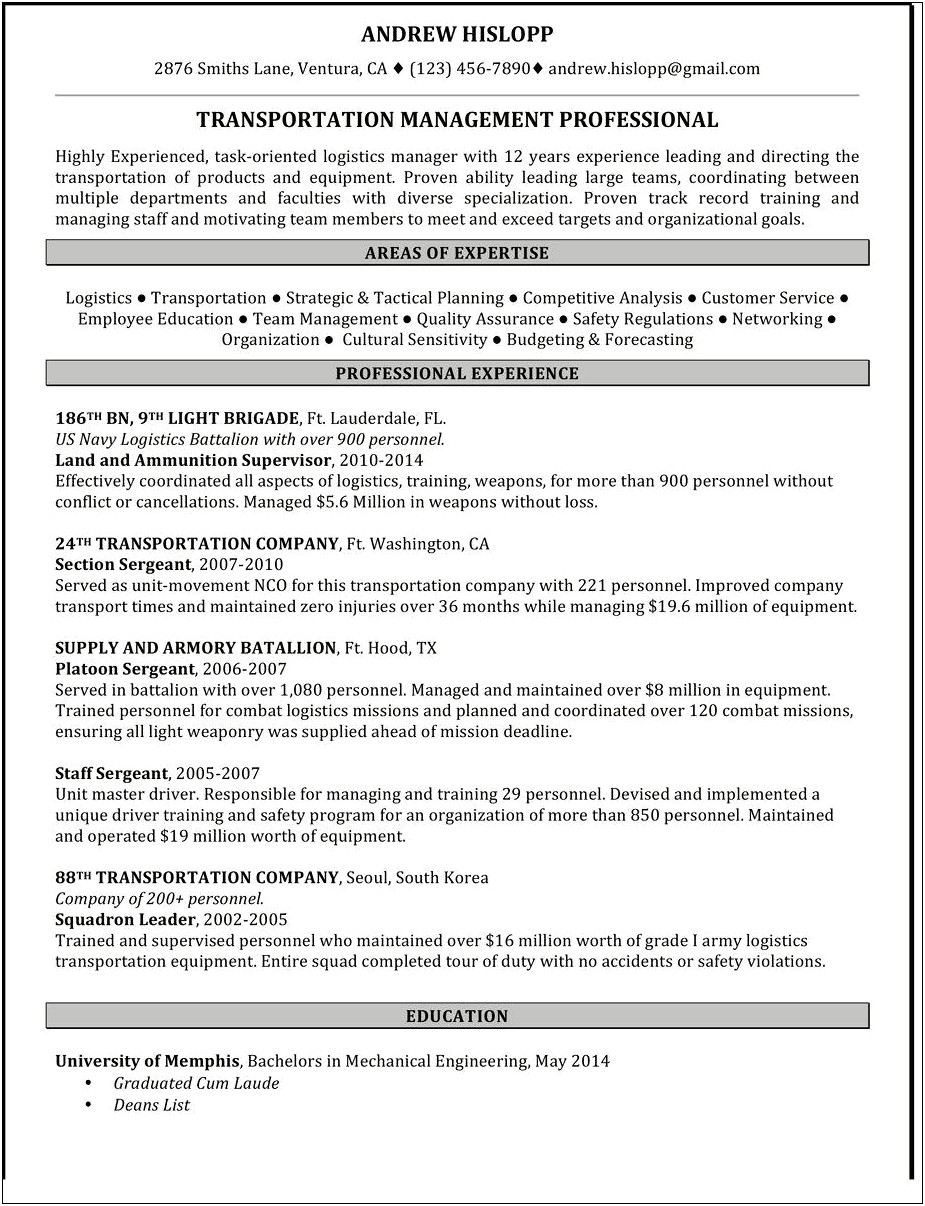 A Navy Veteran With Hr Experience Resume