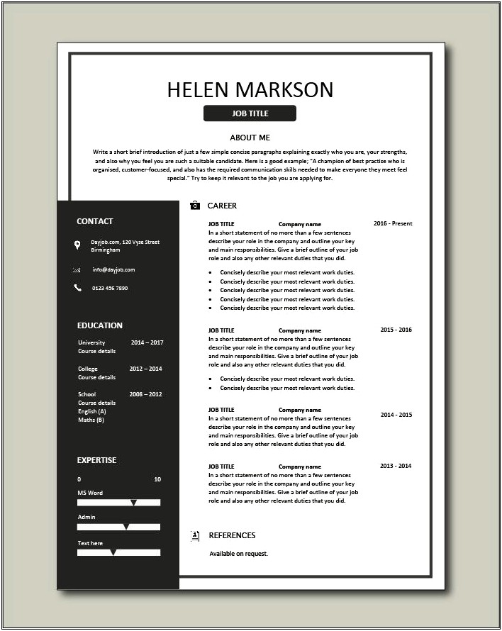 A One Page Resume Example