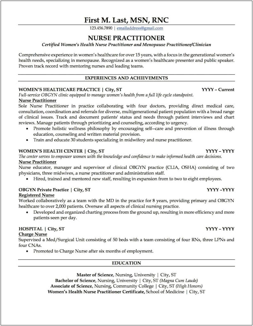 A Resume For A Nursing Job