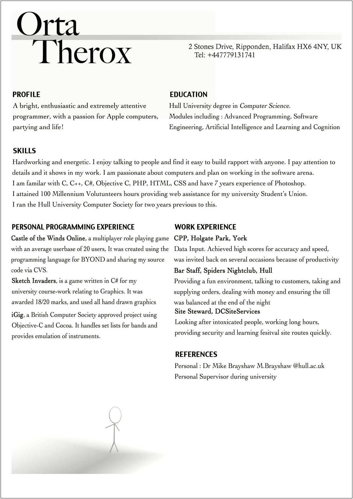 A Resume For My First Job