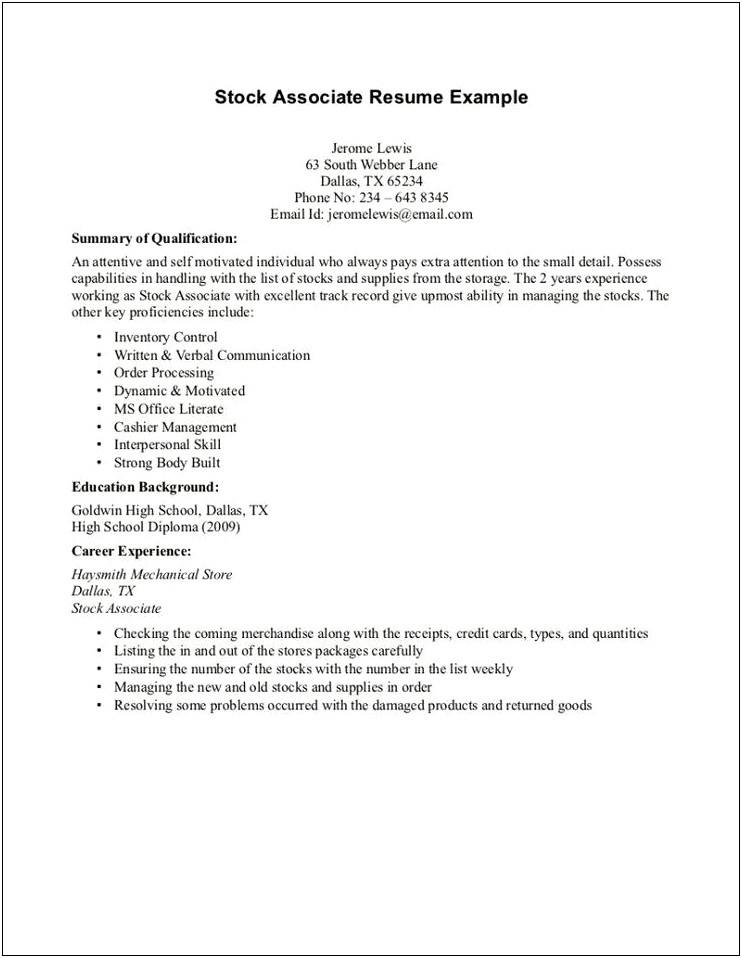 A Resume For Someone With No Work Experience