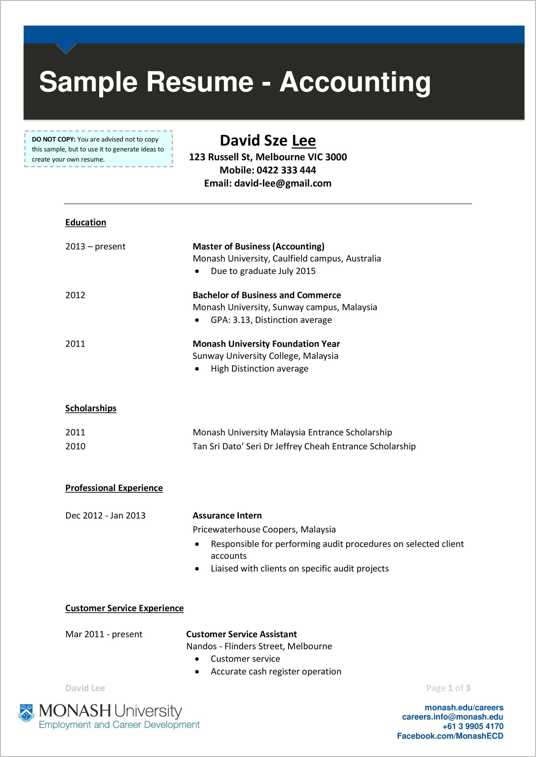 A Resume For Usher Example
