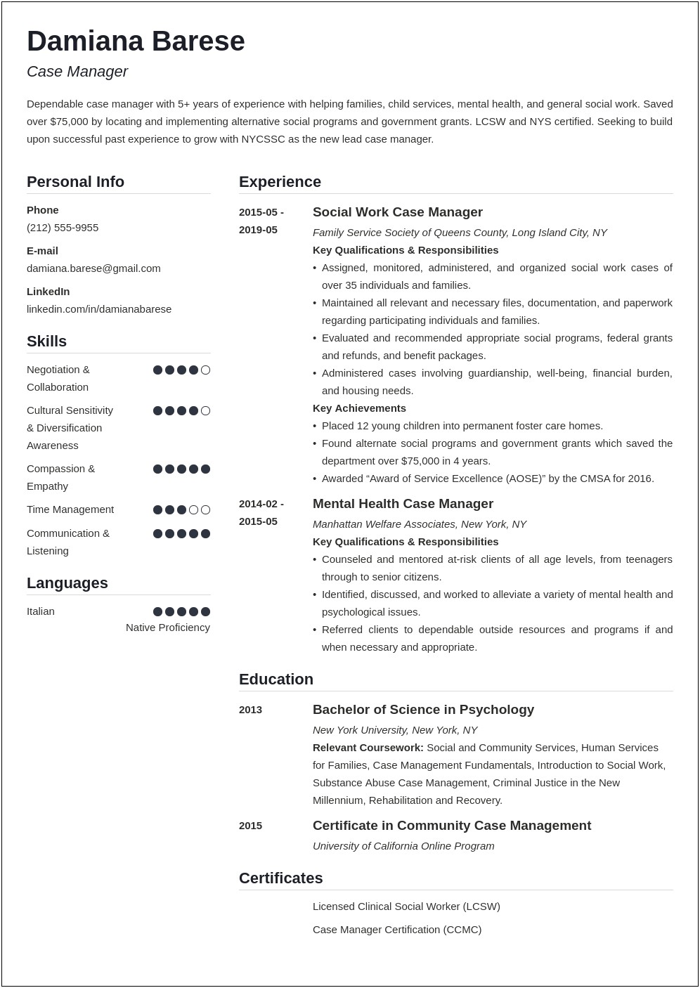 Aba Case Manager Resume Samples