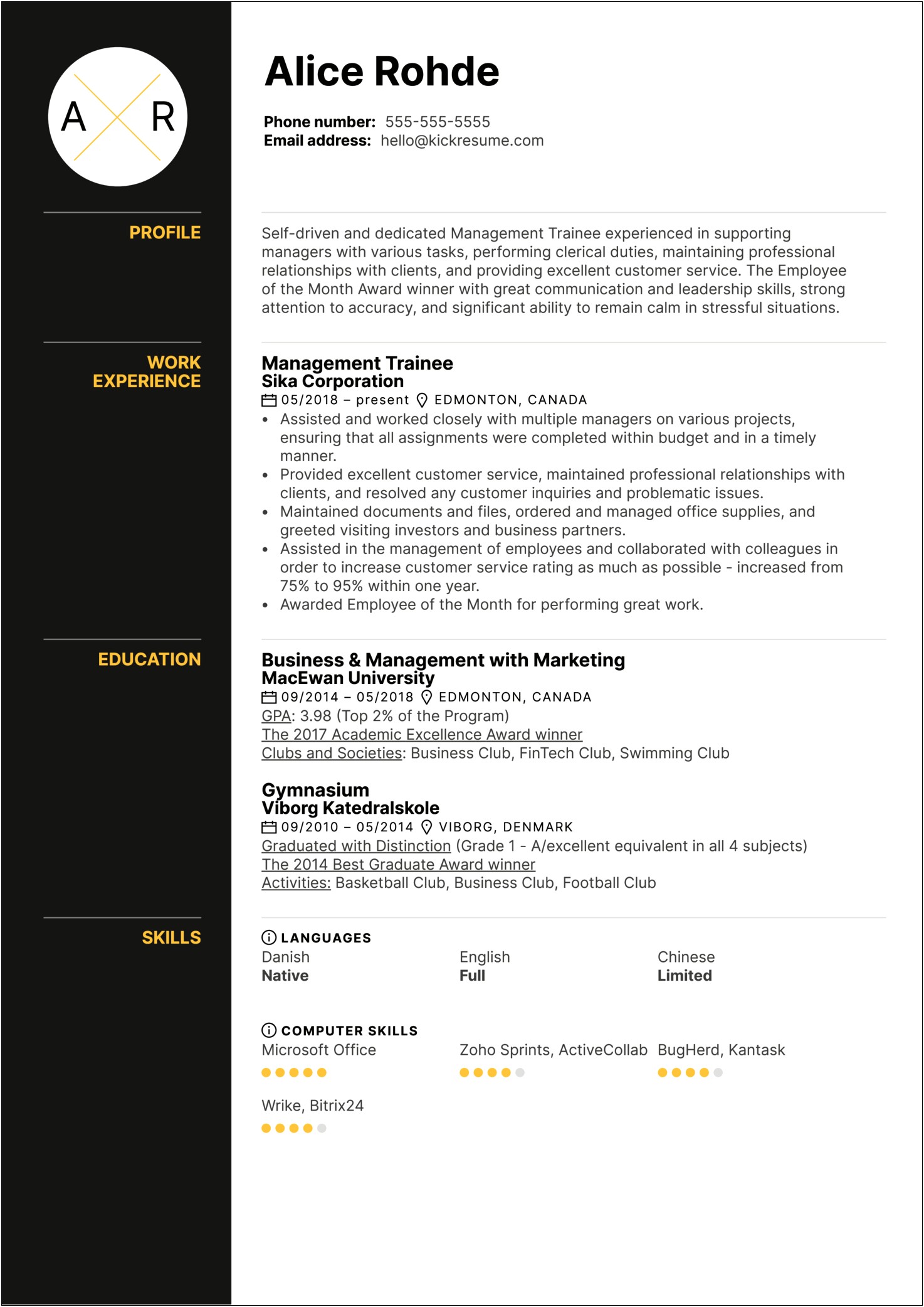 Ability Summary For Resume Examples For A Management