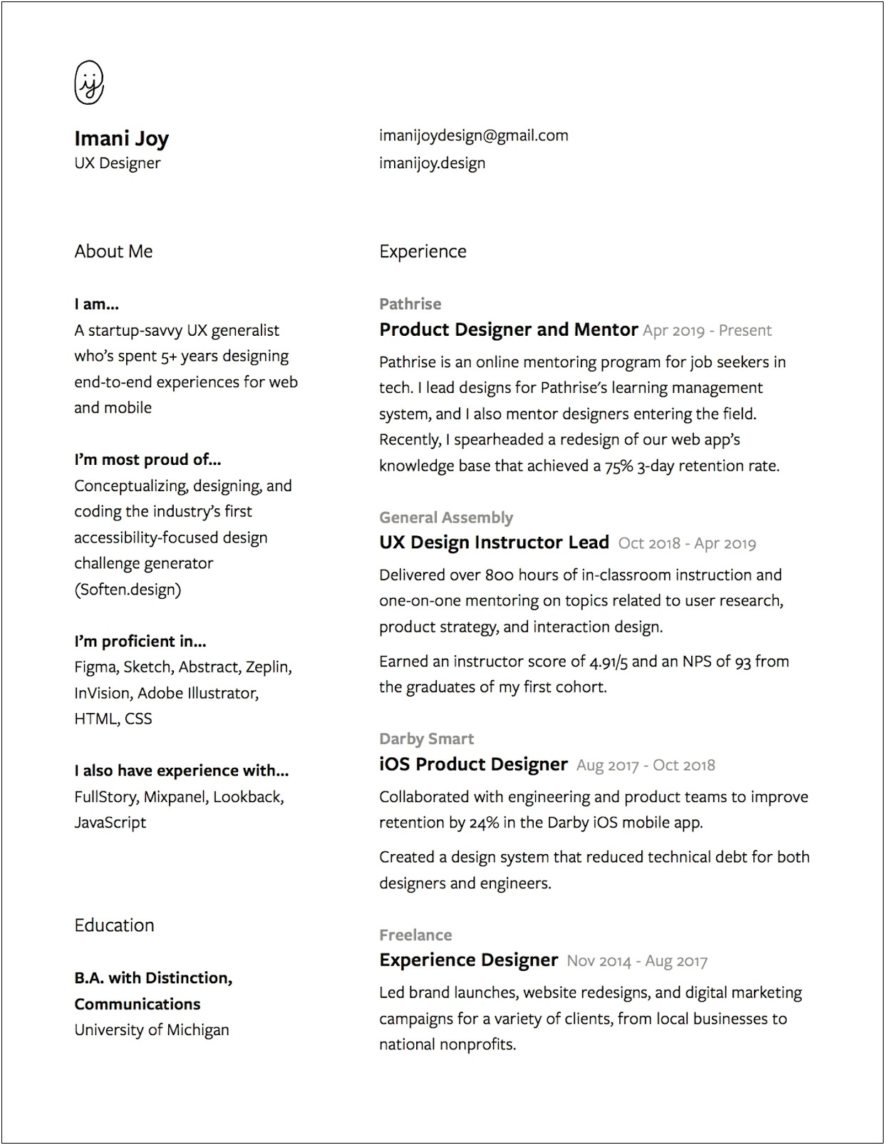 About Me Section Resume Examples