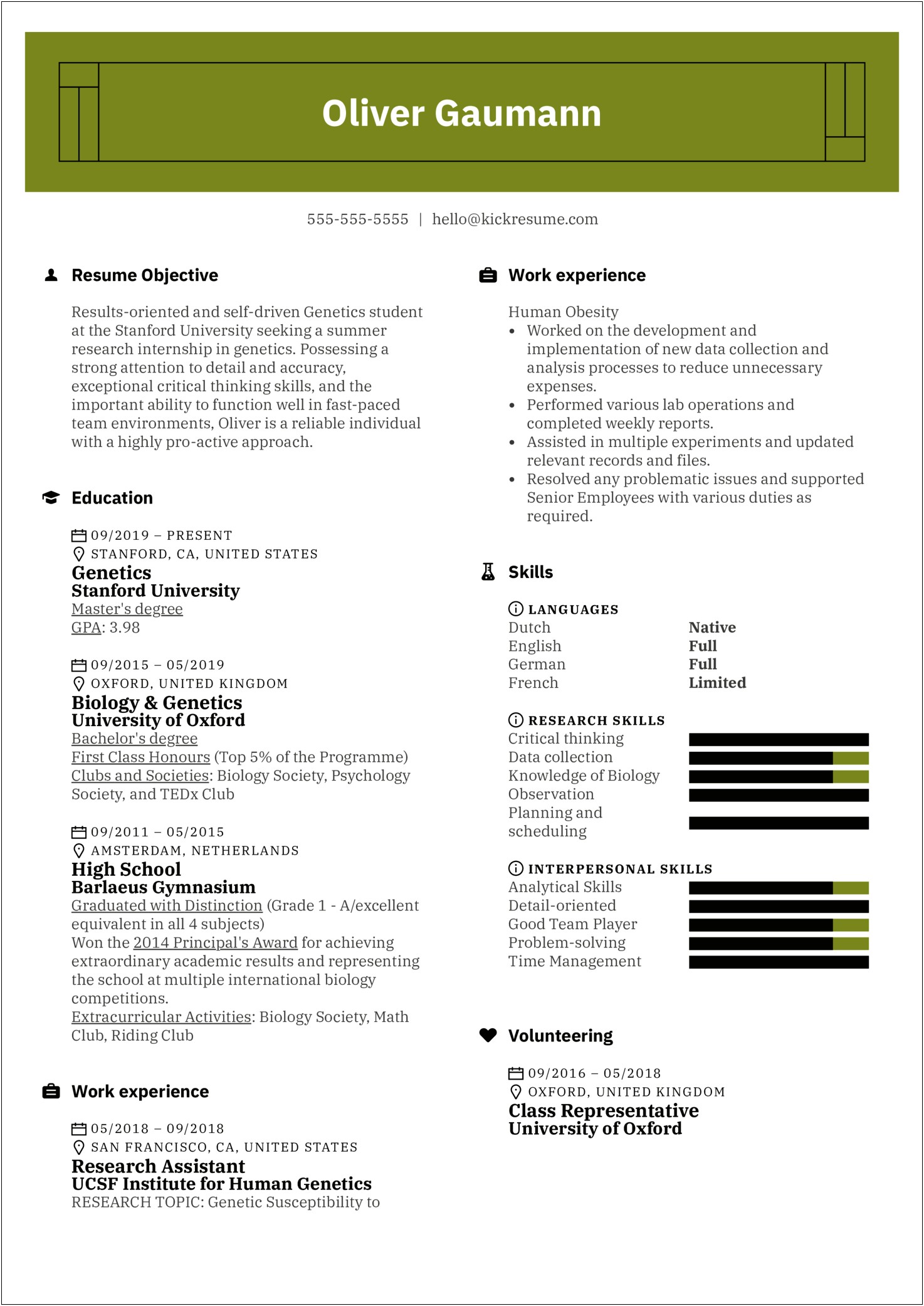 Academic Research Assistant Sample Resume