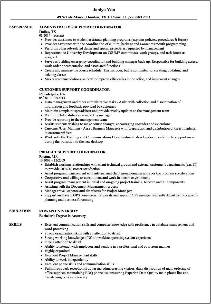 Academic Support Job Description Resume