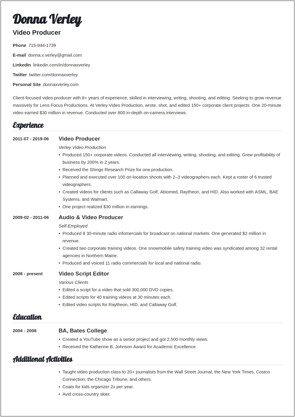 Account For Consulting And Freelance Work On Resume