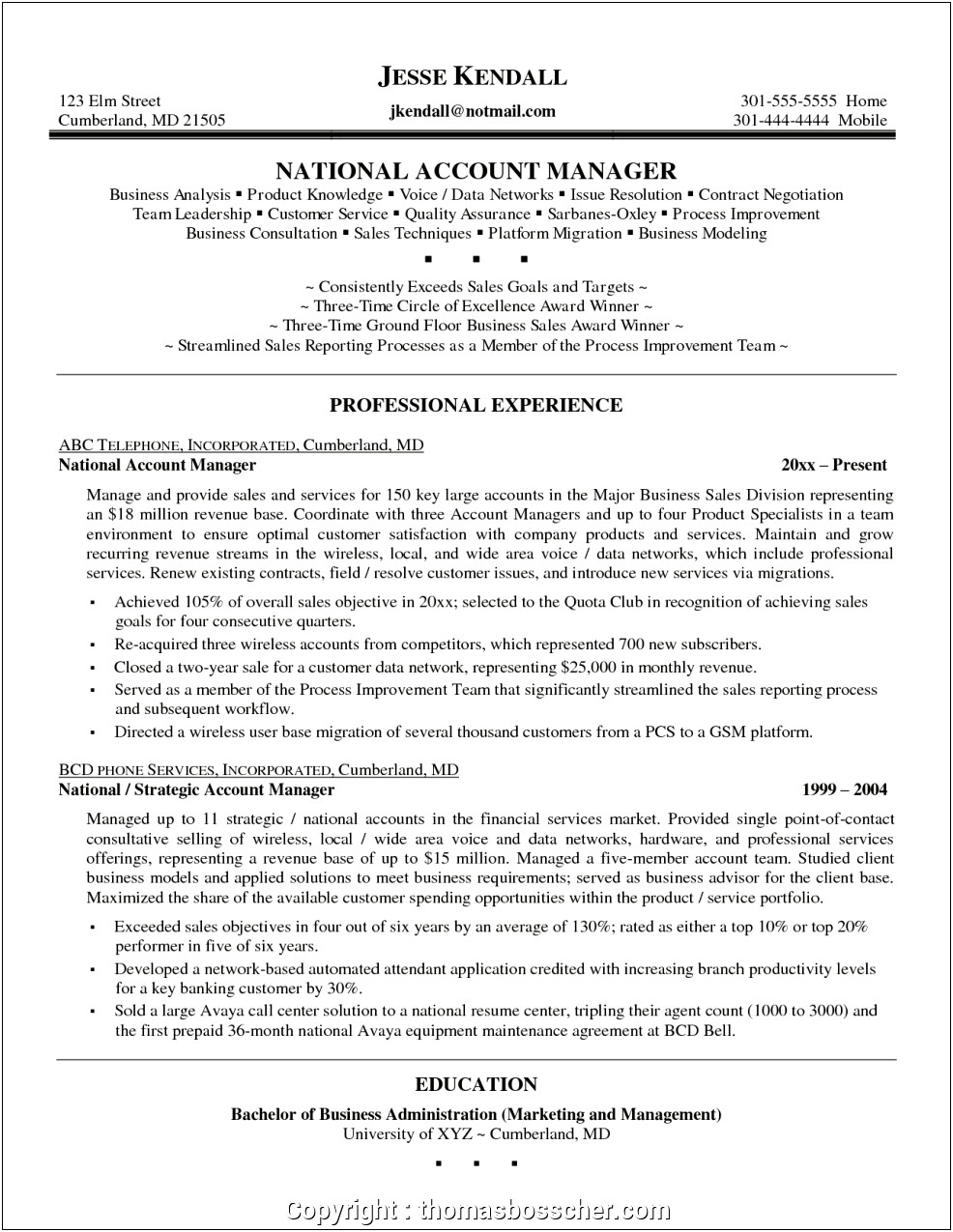 Account Manager Job Objective Resume