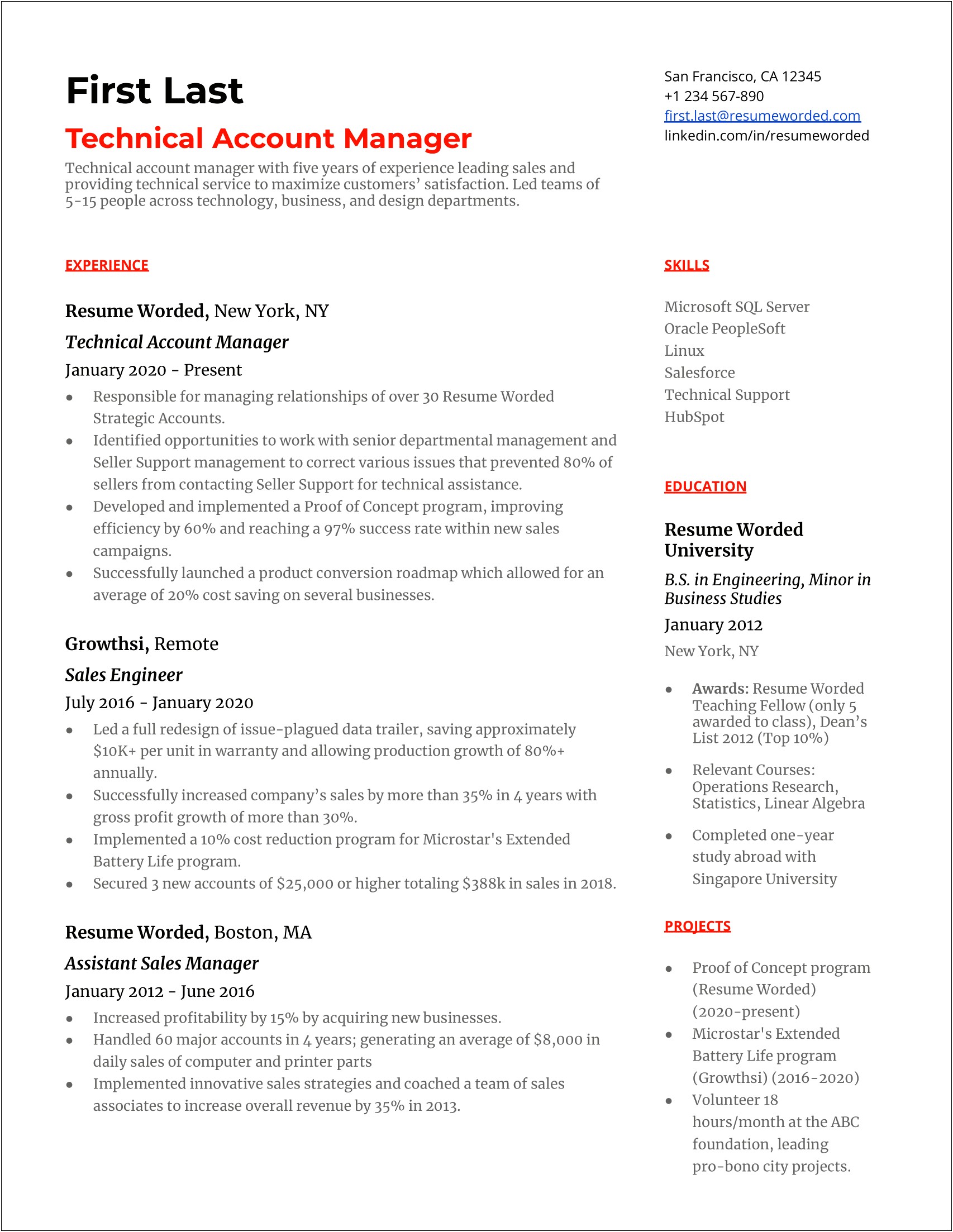 Account Manager Sample Resume Free