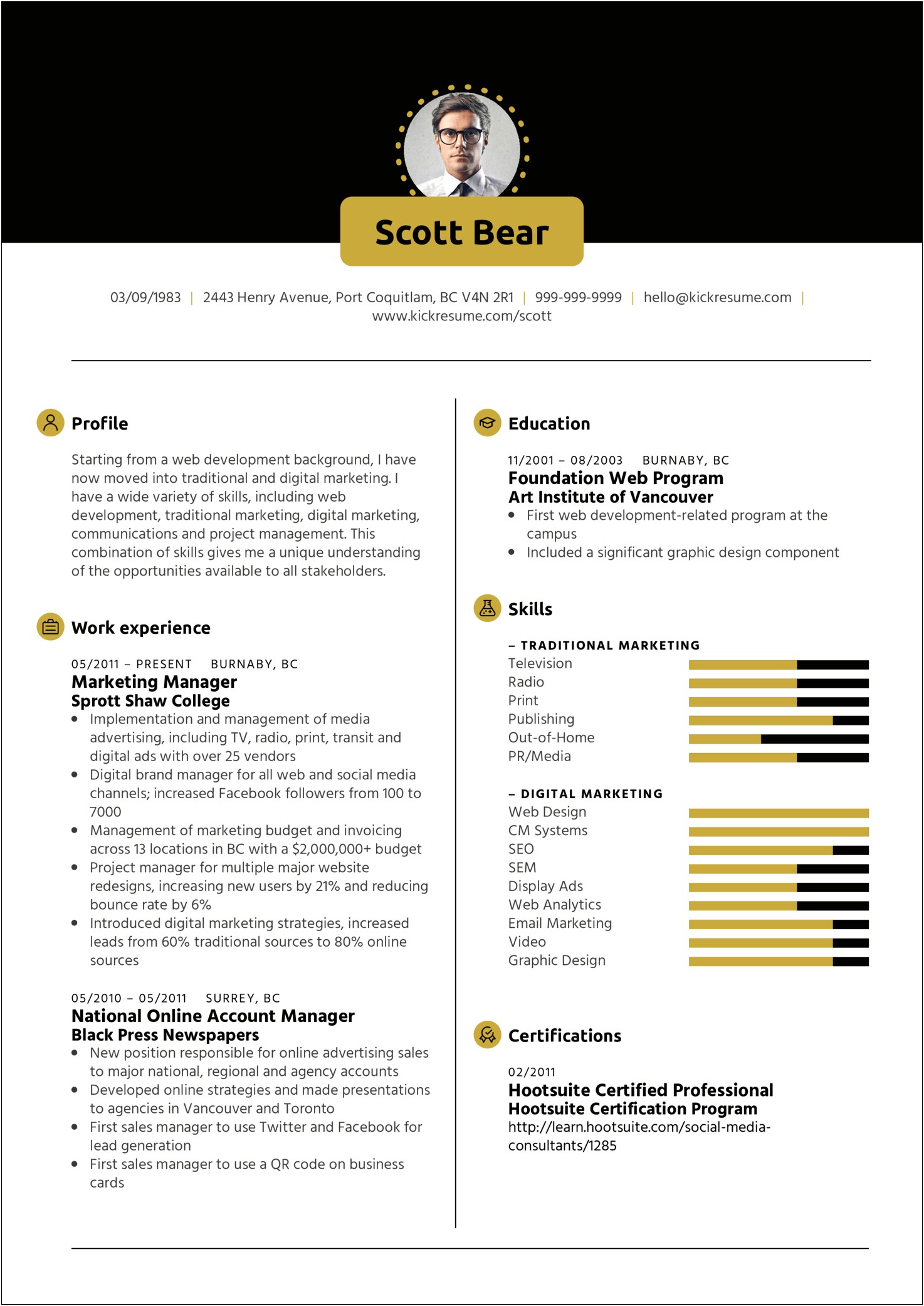 Account Sales Manager Resume Sample