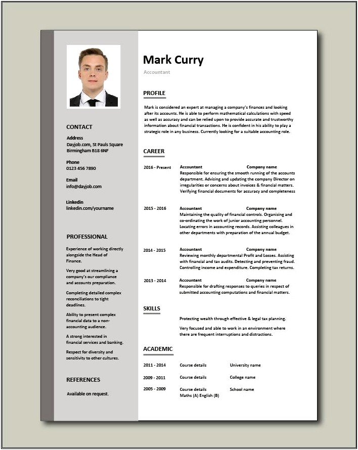 Accountant Resume Format Free Download