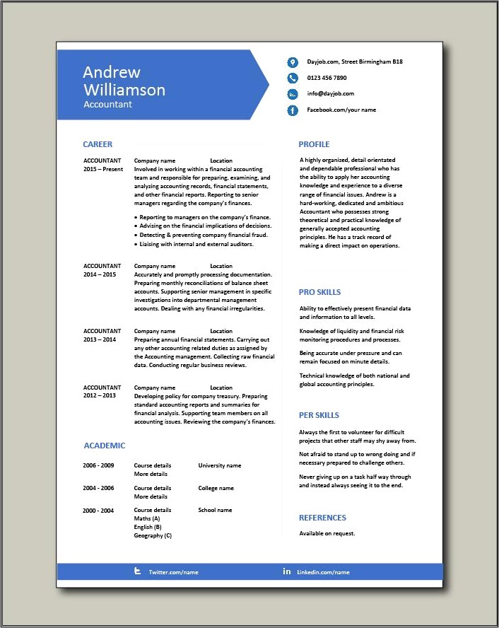 Accountant Resume Template Free Download