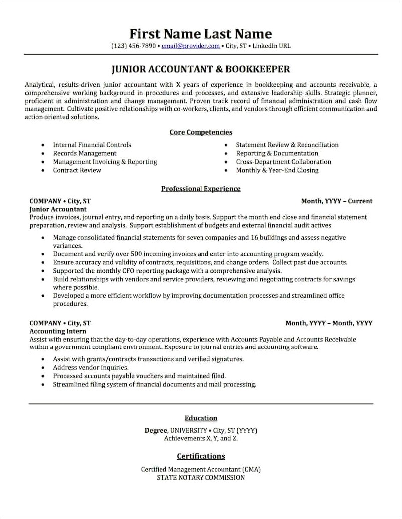 Accountant Resume Template With Summary Qualification