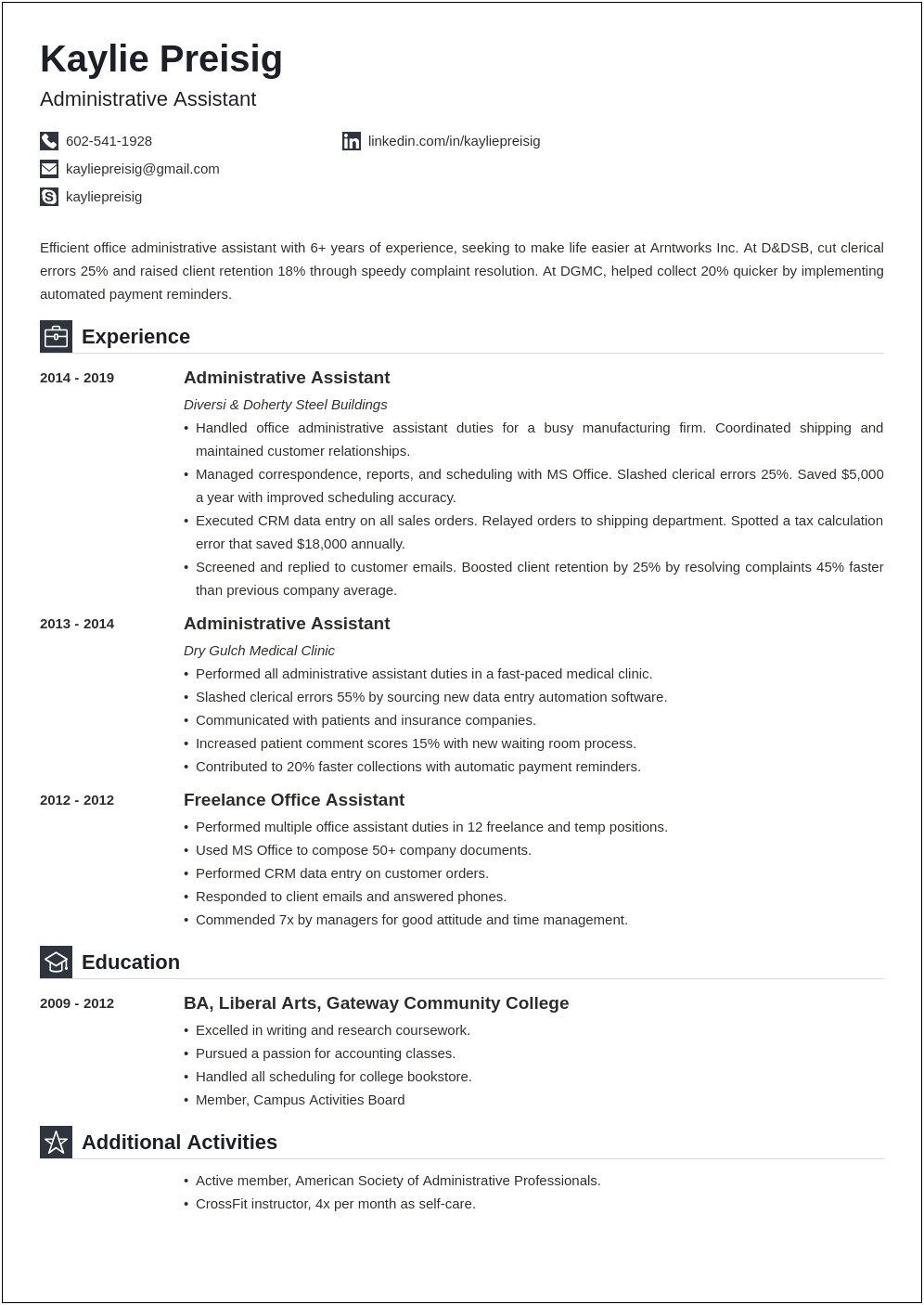Accounting Assistant Resume Summary Sample