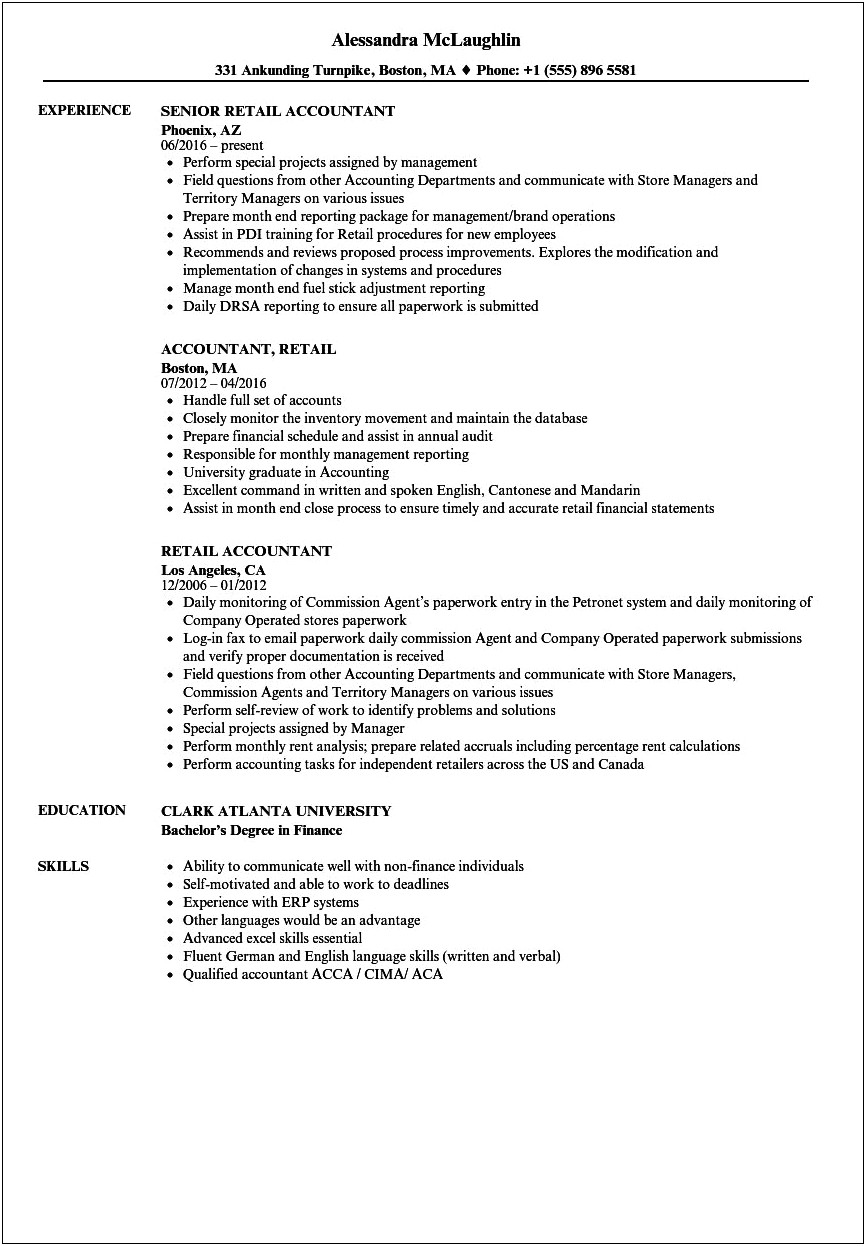 Accounting Bookkeeping Job Description Resume