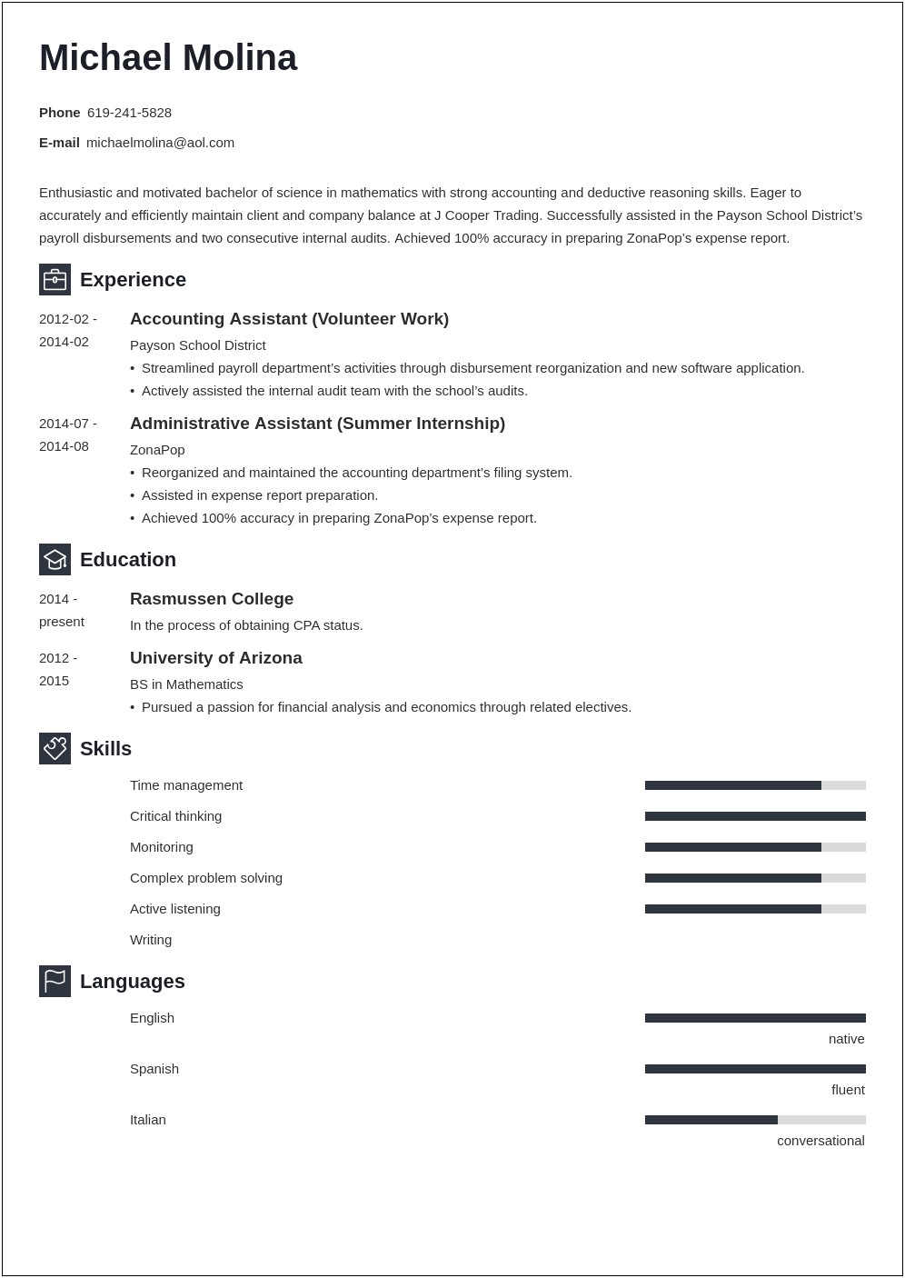 Accounting Entry Level Resume Objective