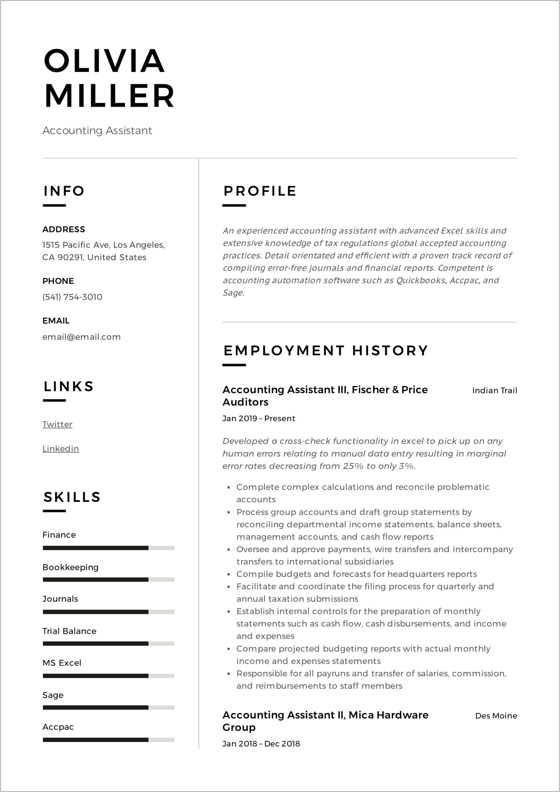 Accounting Manager Skills For Resume