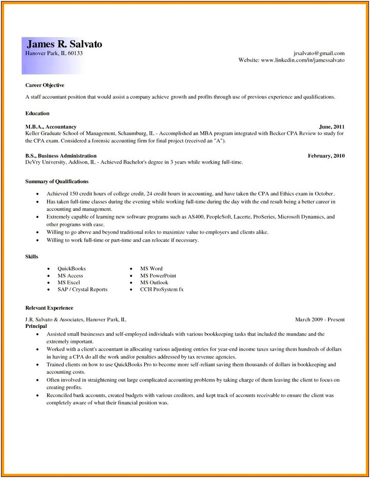 Accounting Resume Objective Mid Level