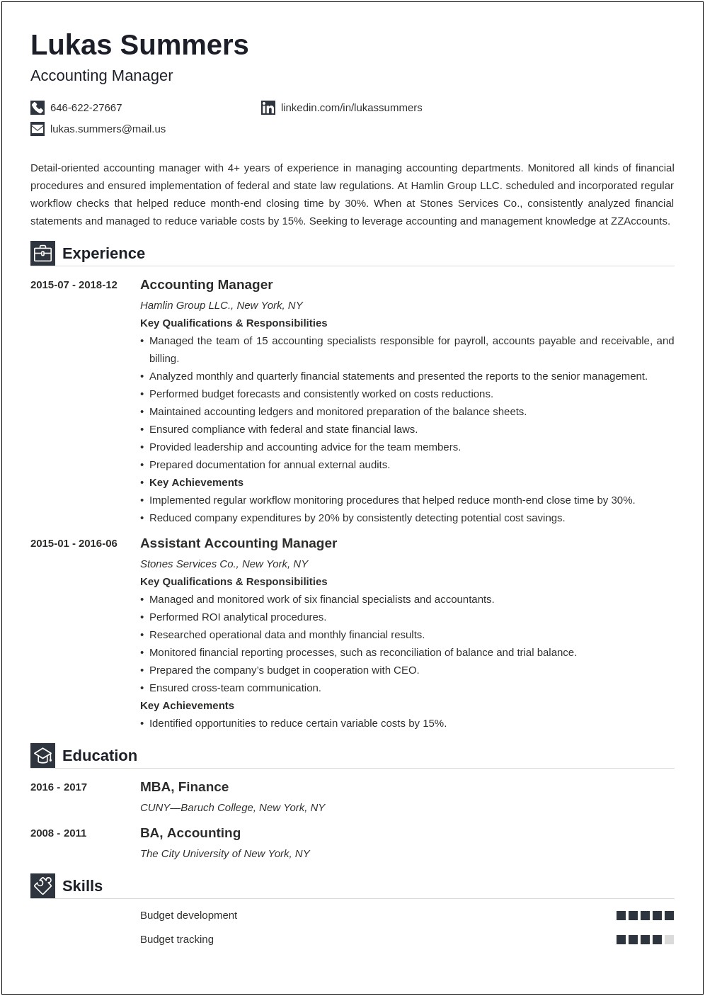 Accounts Manager Resume In India