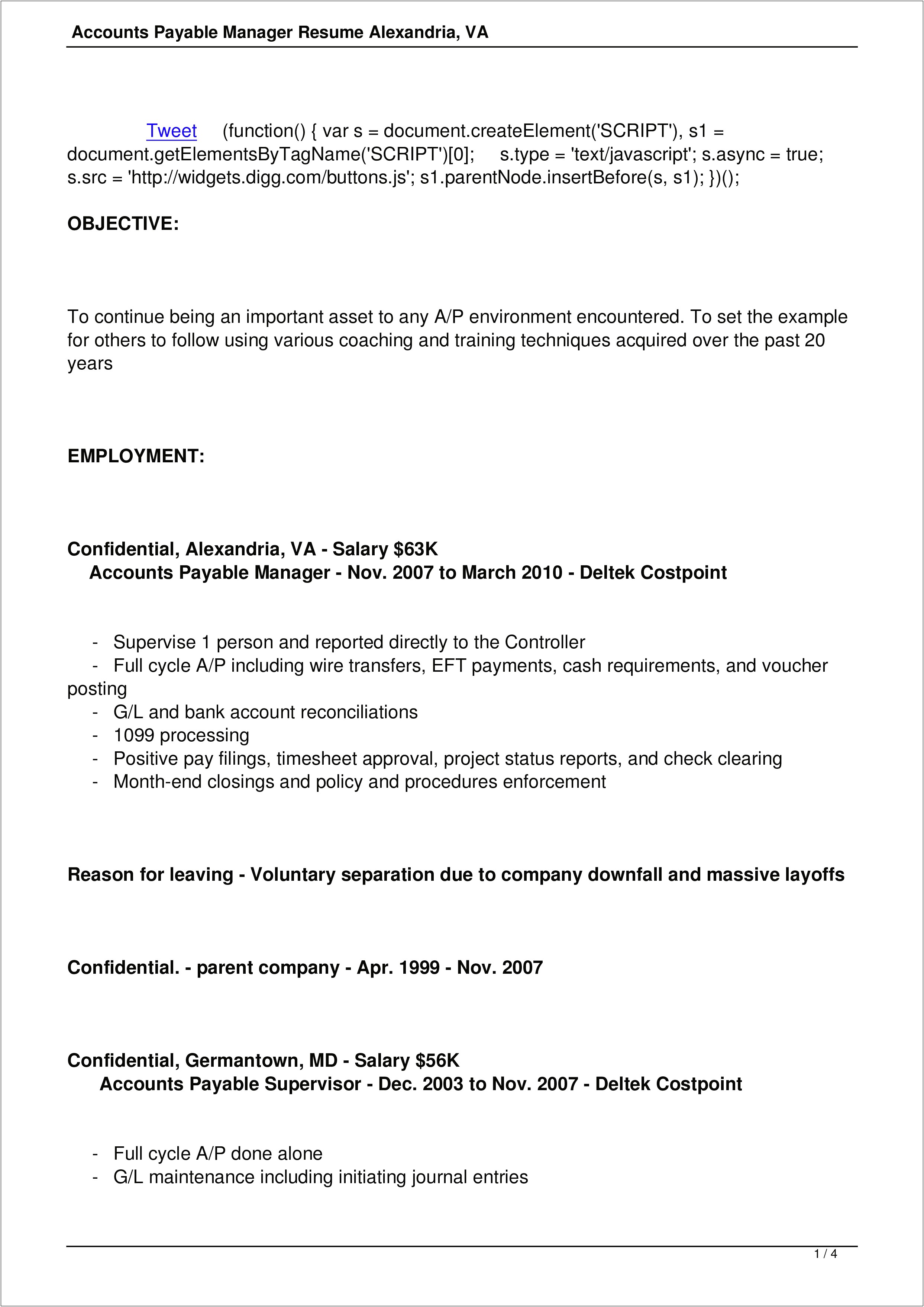 Accounts Payable And Receivable Manager Resume