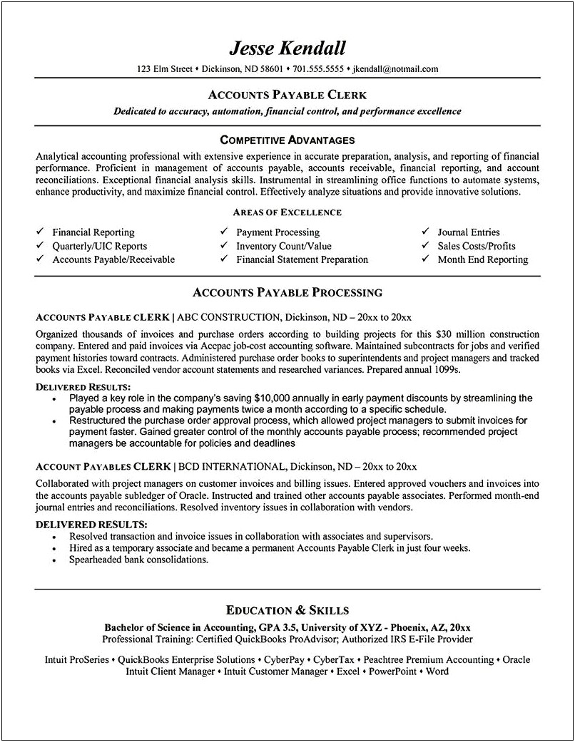 Accounts Payable Assistant Manager Resume